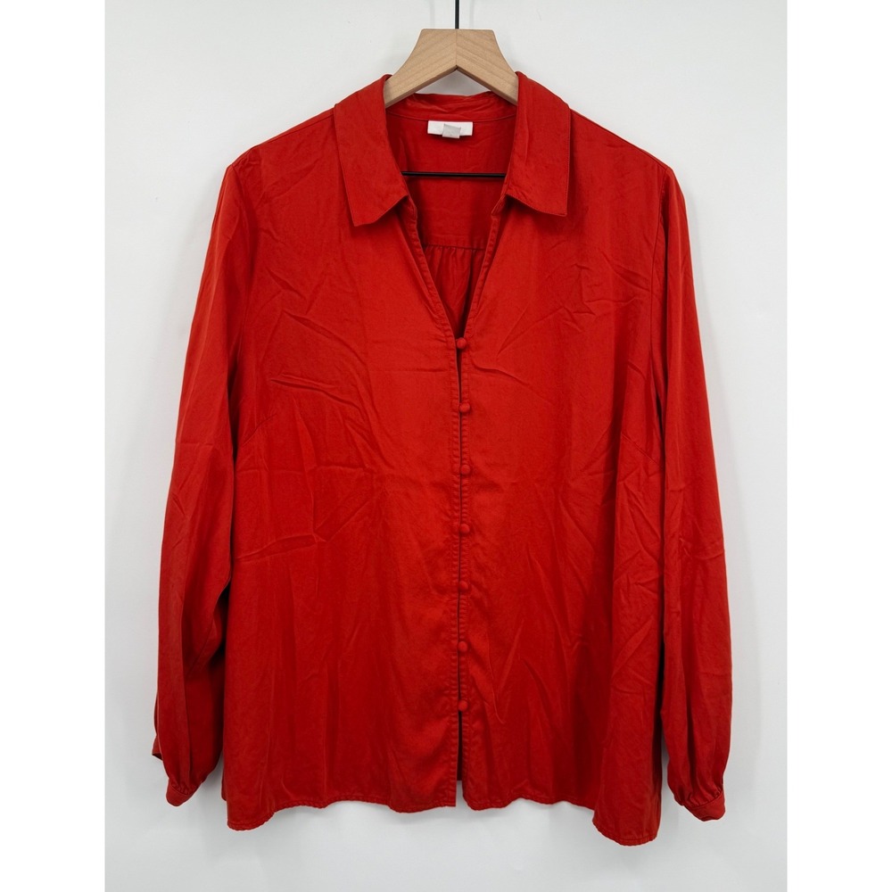 J Jill Shirt Womens XL Orange Long Sleeve Button Up Modal Soft - Picture 1 of 9